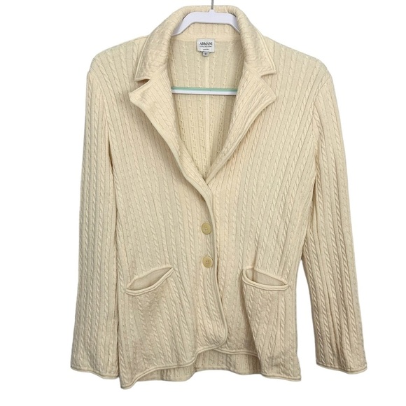 Armani Collezioni Cream Wool Cardigan Jacket - Picture 1 of 6